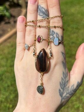 Montana agate double dangle interchangeable necklace